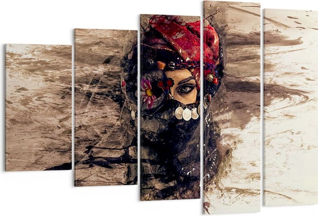 Bild auf Leinwand - Leinwandbild - Frau Folklore - 150x100cm - Wand Bild - Wanddeko - Wandbilder - Leinwanddruck - Bilder - Kunstdruck - Wanddekora...