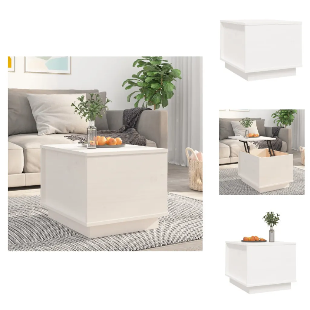 vidaXL Tavolino d'Appoggio Bianco 40x50x35 cm Legno Pino Massiccio