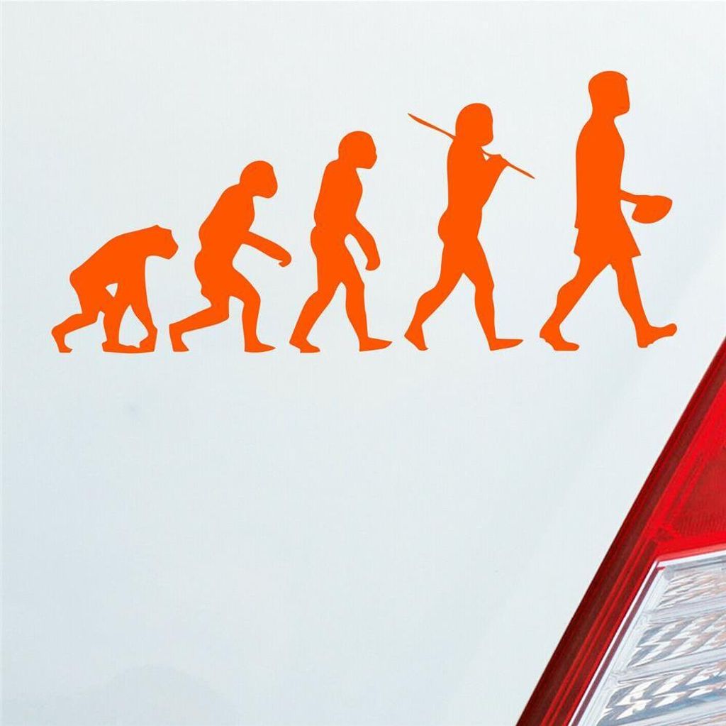 Auto Aufkleber Evolution Football Sport Ball 20x10 cm Orange Sticker Heckscheibenaufkleber