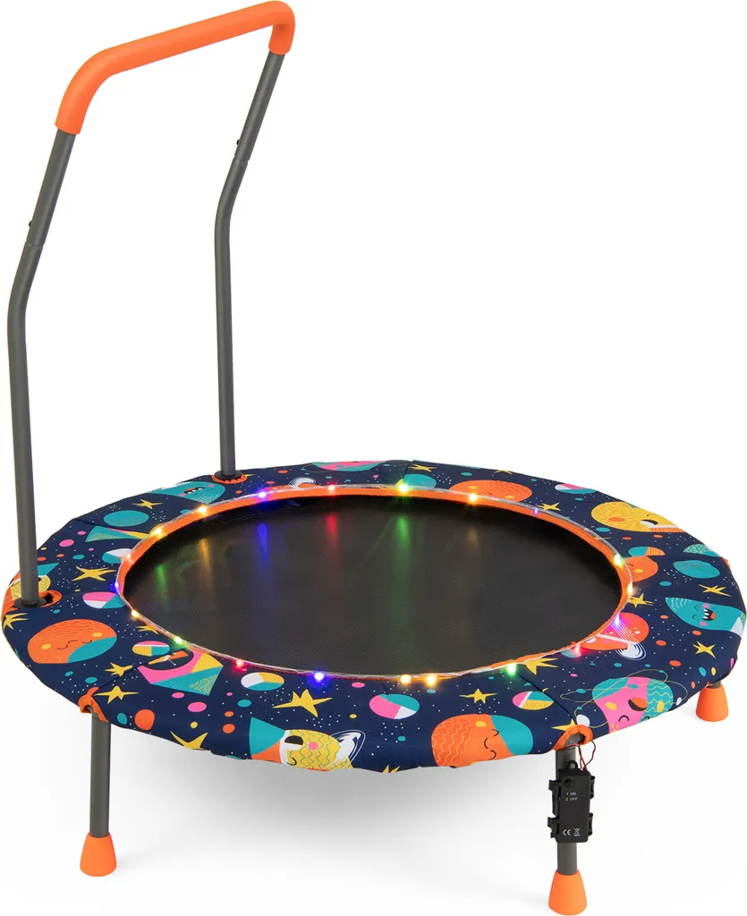Trampoline Lumineux Enfant 92cm avec Poignée Rembourrée et Saut Souple