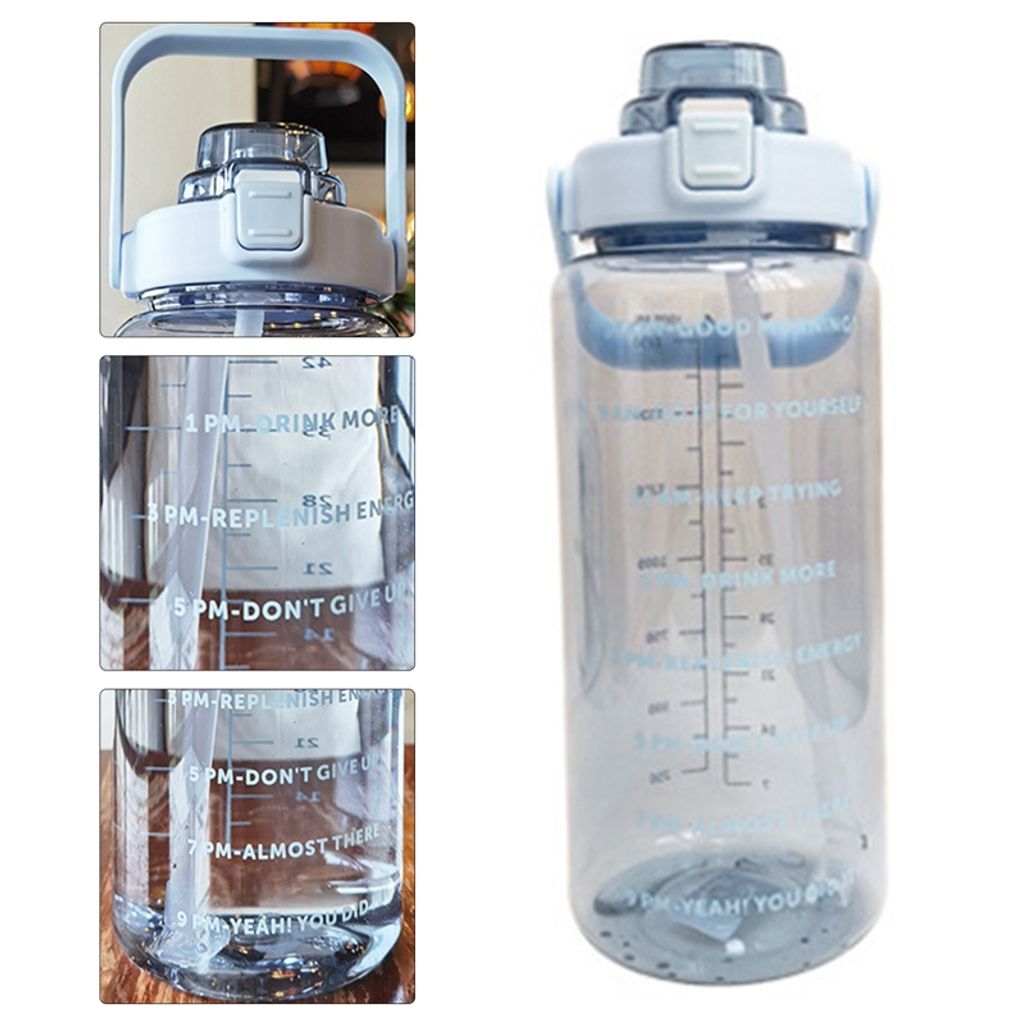 Youcan Plato Trinkflasche 2l Mit Strohhalm und Ärmel,Wasserflasche 2  Liter,5 liter Trinkflasche Sport,Gym Flasche, Fitness Gallon Water