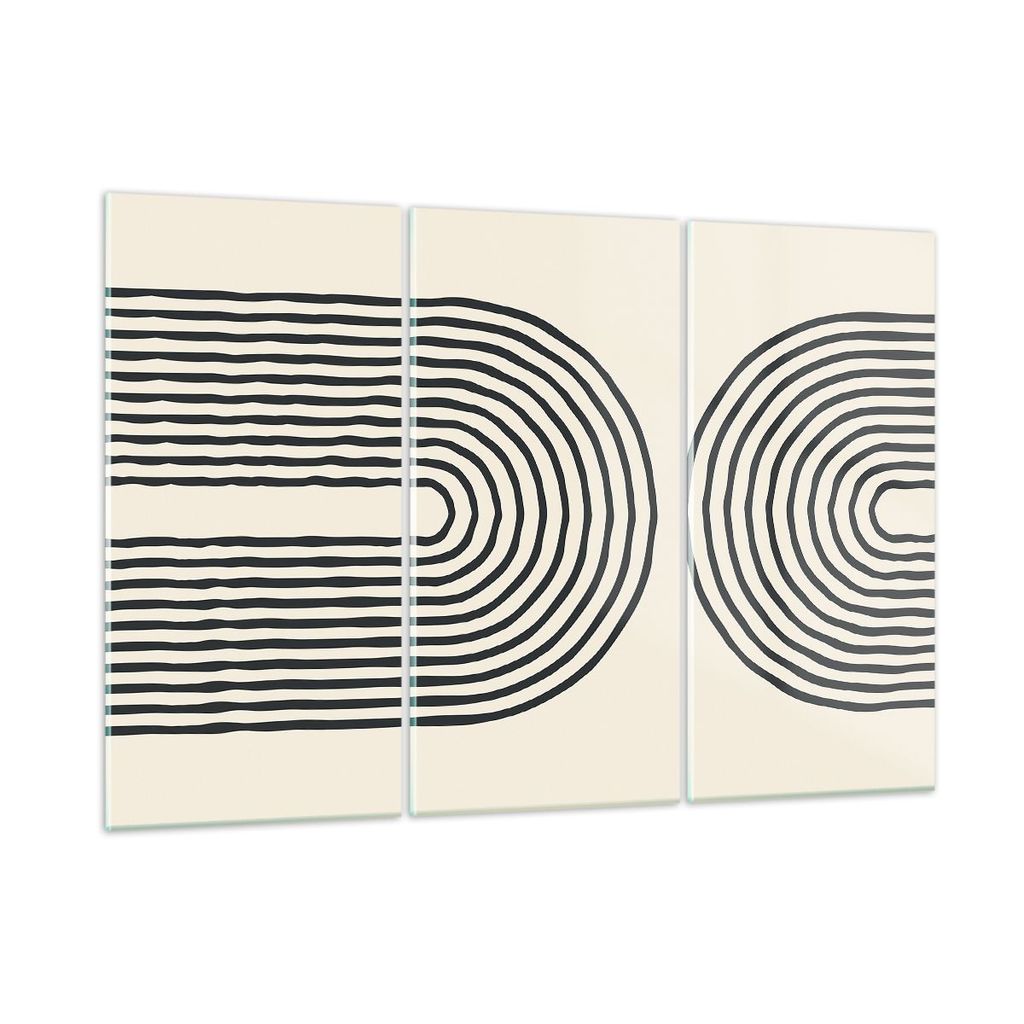 Bilder auf glas - 3 Teile - Linien Oval Minimalismus - 105x70cm - Glasbilder - Wandbilder - Bilder - zum Aufhängen bereit - Wanddekoration aus Gla...