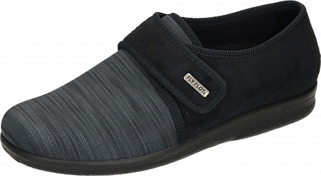 Fly Flot Herren Hausschuh Pantoffel Klettverschluss geschlossen, Größe:47 EU, Farbe:Grau
