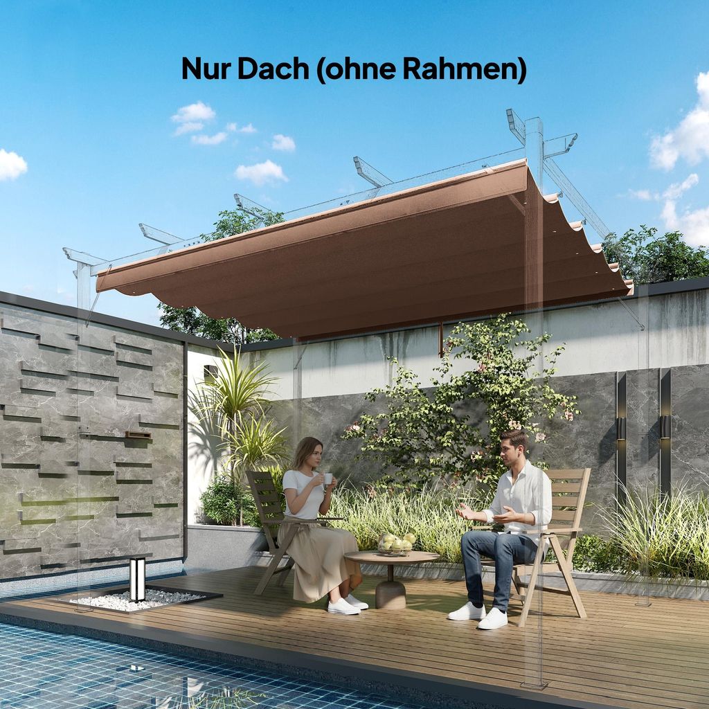 Ersatzdach Pergola 3x3 m einziehbar, Pavillon Ersatzplane Produktbild 