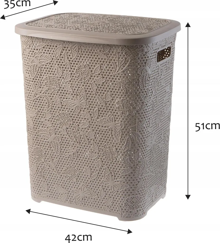Panier à linge autoportant 55L plastique PP beige - Format rectangulaire - 3