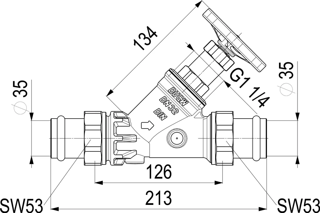 Vanne à écoulement libre Js Press Ag Multi DN32 Press35 DVGW