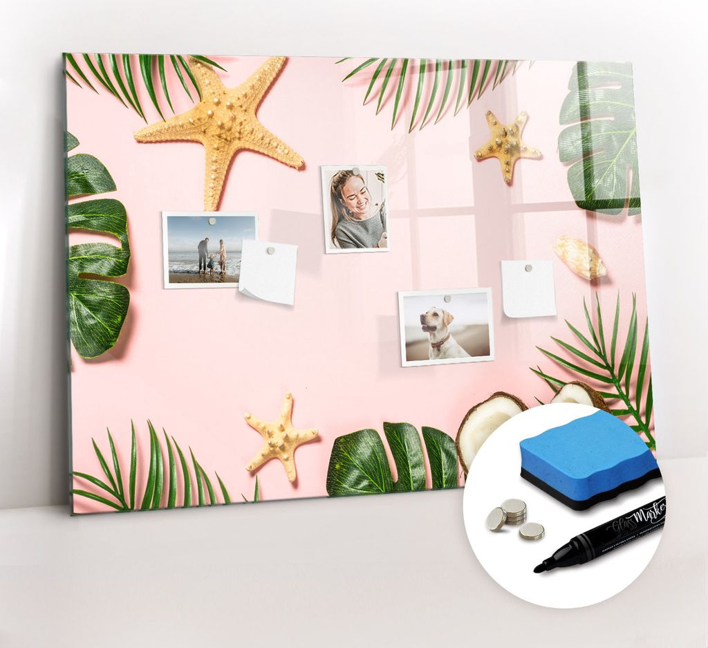 Magnetpinnwand Memoboard - Zubehörsatz - Schwarzer Marker + Schwamm + Magnete - 100 x 70 cm - Sommerstimmung