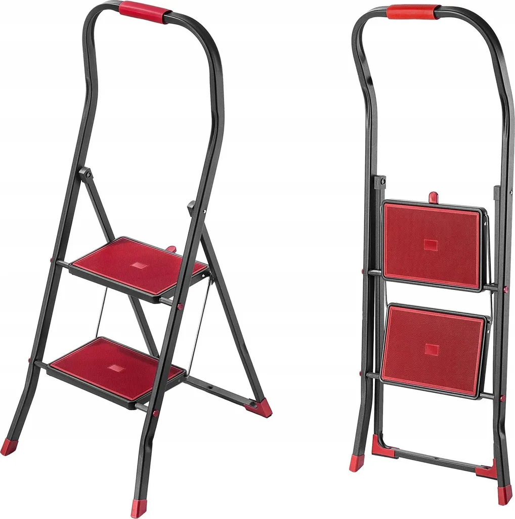 Marchepied pliant 2 niveaux pour la maison, structure acier 150 kg