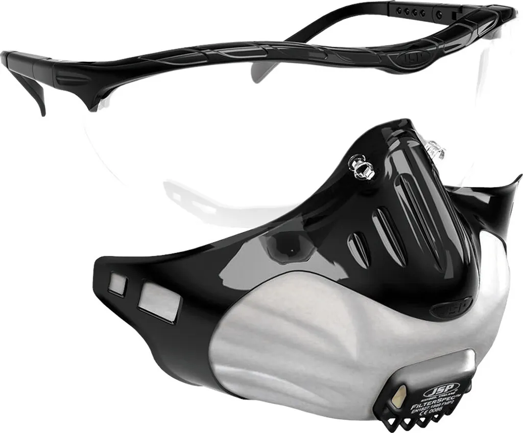 Masque FFP2 à filtre remplaçable et lunettes anti-buée intégrées