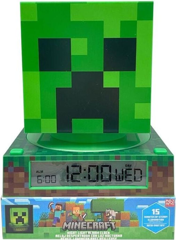 Minecraft 3D Lamp with Alarm Clock and LED Light