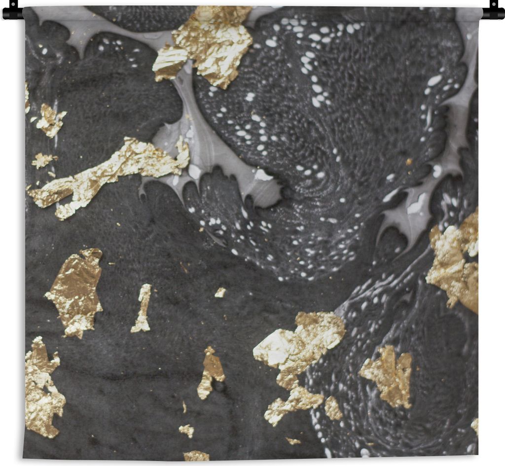 MuchoWow Wandteppich Wandbehang Marmor - Gold - Weiß - Schwarz 150x150 cm Tapisserie Dekoration Wandtuch - Wohnaccessoires - Modernes
