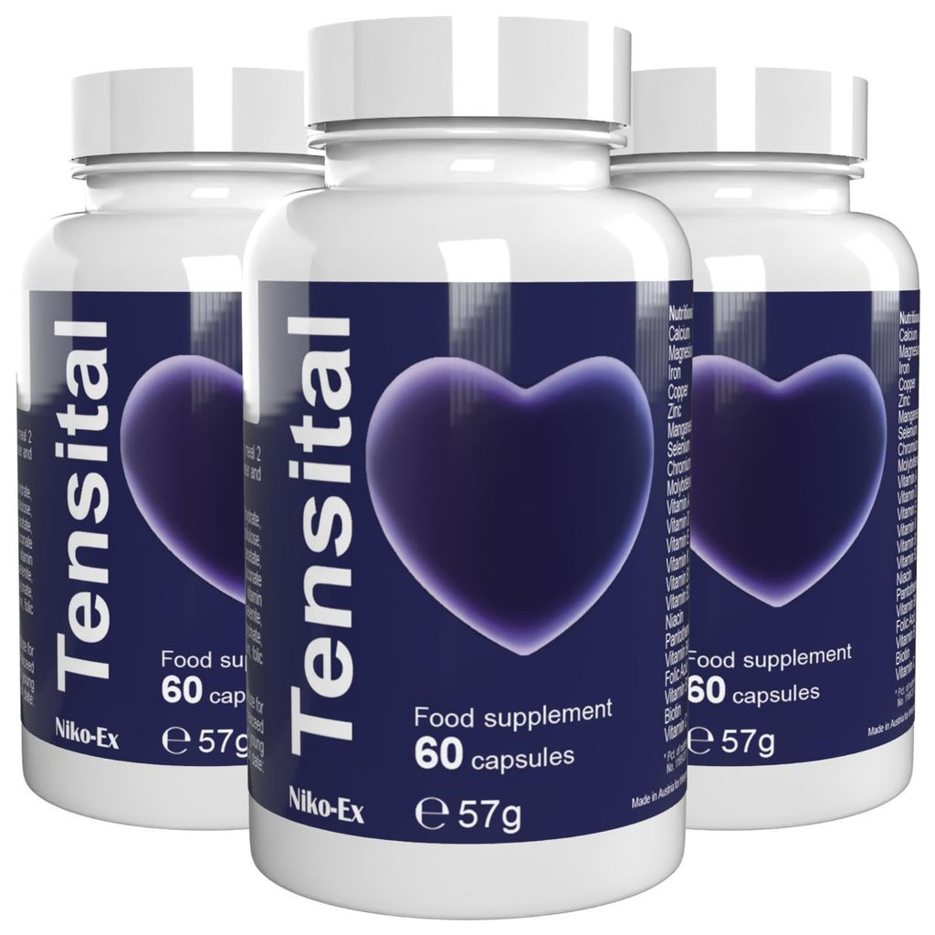 TENSITAL BLUE - 180 Kapseln (3x60) hochdosiert - Original Rezept aus der Schweiz - Vegan & Pflanzlich mit Vitaminen & Mineralien - 3er Pack