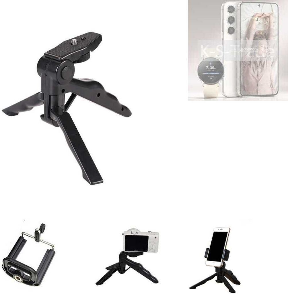 K-S-Trade Stativ Tisch-Ständer Dreibein Handy-Stativ Ständer kompatibel mit Samsung Galaxy S23 Mini-Stativ Smartphone Tripod Handy-Stativ aus