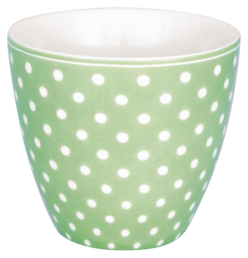 Greengate Latte Cup Becher DOTTY PALE GREEN Grün mit weißen Punkten Kaffeebecher