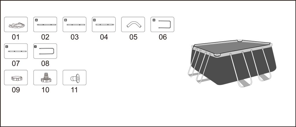 Bestway Ersatzteil C-Verbinder (grau) für Power Steel Pool 282 x 196 x 84 cm, eckig