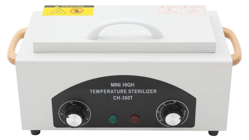 300W Nagelwerkzeug Sterilisator - Metall Desinfektionsschrank - 50–220 °C Hochtemperatur - 2 l Volumen - 0–60 Min Timer - Tischgerät - Weiß/...