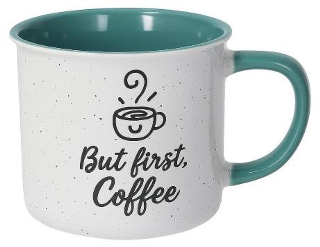 Kaffeebecher 350 ml Happy Coffee Steingut „Aber zuerst Kaffee“