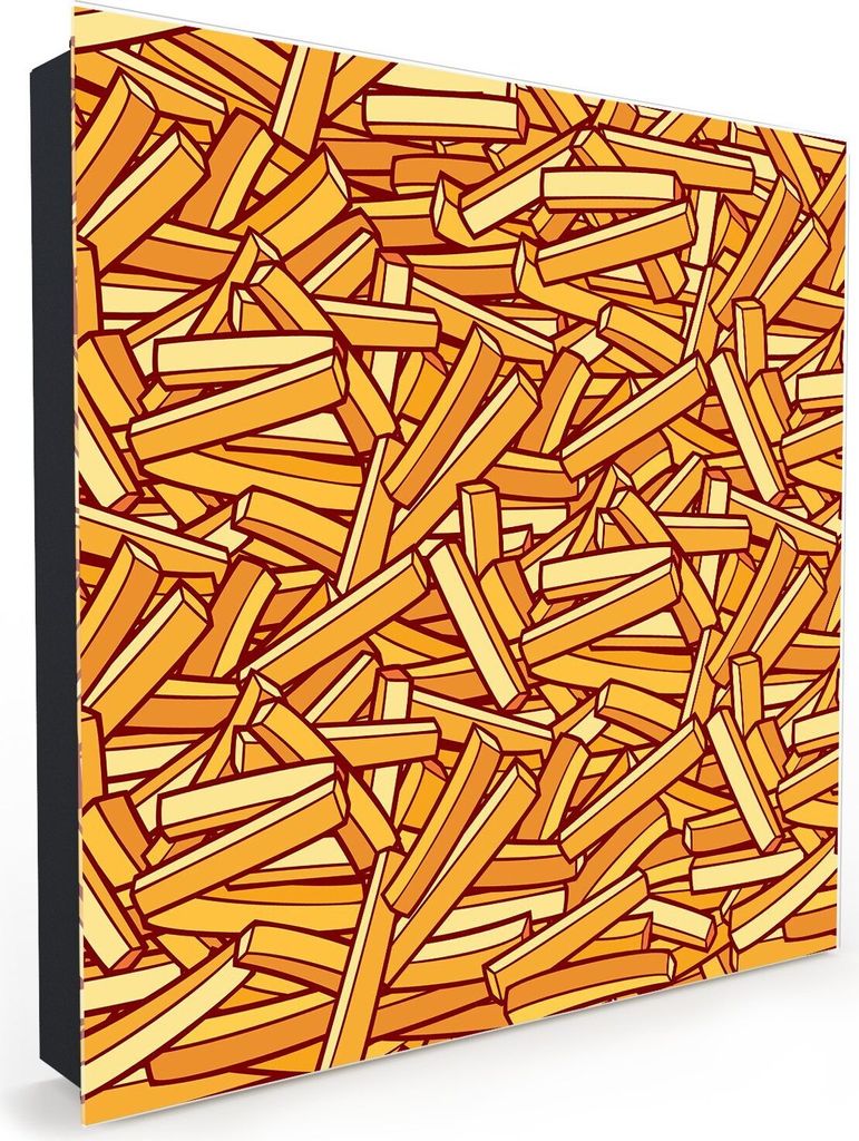 Nachbildung-Schlüsselkasten, Magnetpinnwand und Memoboard mit Glasfront Motiv Pommes Design