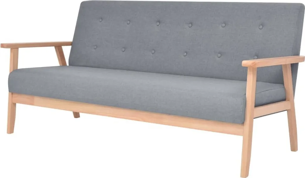 Canapé 3 places tissu gris clair pour salon moderne et convivialité