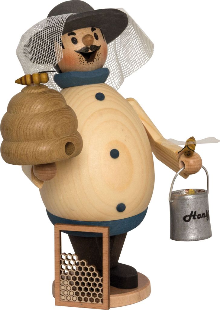 Drechslerei Kuhnert - Räuchermännchen Max als Imker - Größe ca. 16cm, für Räucherkerzen Größe M (Standard) - 33149