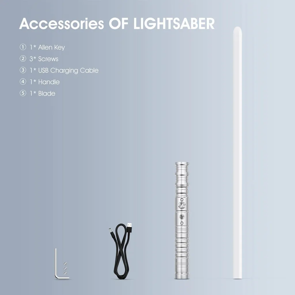 Sabre laser rechargeable à LED avec manche argent et flash dynamique - 2