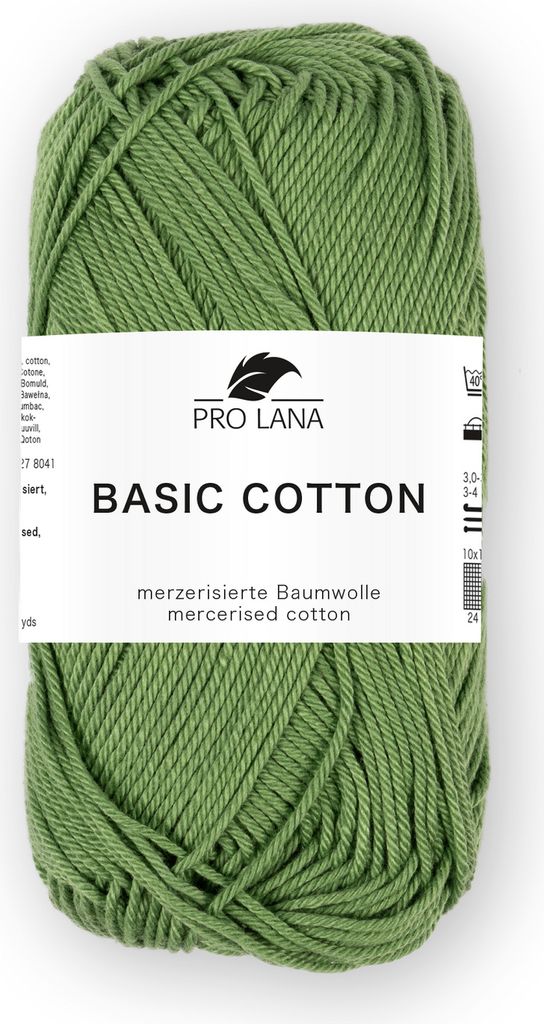 Pro Lana BASIC Baumwolle Baumwollgarn 50 g ideal für Kleidung, Spielzeug & Accessoires 125 m Farbe 275 - moos