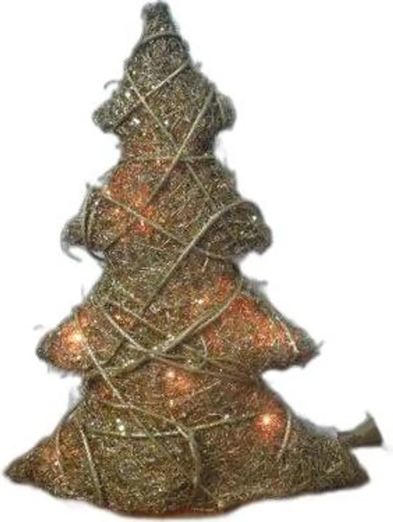 Sapin de Noël en rotin 40 cm pour décoration de table lumineuse