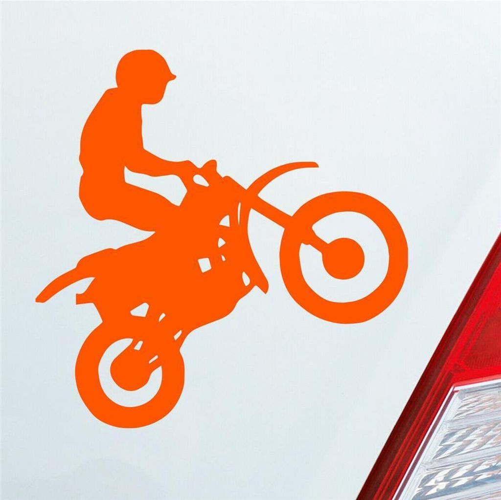 Auto Aufkleber Motorcross Motorrad Bike Tuning 10x9 cm Orange Sticker Heckscheibenaufkleber