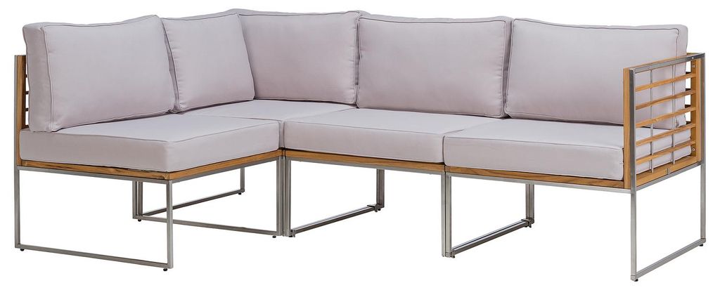 home24 Loungeset - 6-teilig - Webstoff / Teak Massiv Produktbild 