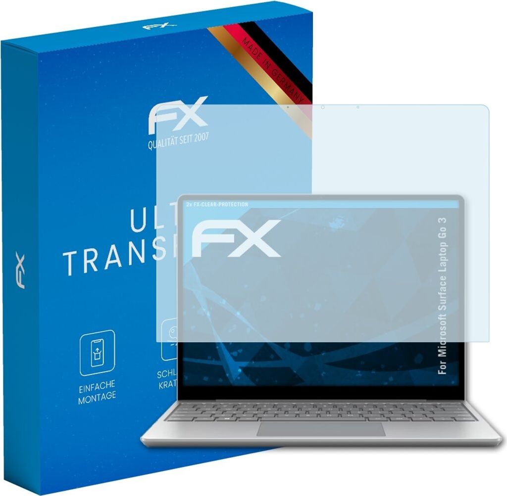 atFoliX FX-Clear 2x Schutzfolie kompatibel mit Microsoft Surface Laptop Go 3 Displayschutzfolie