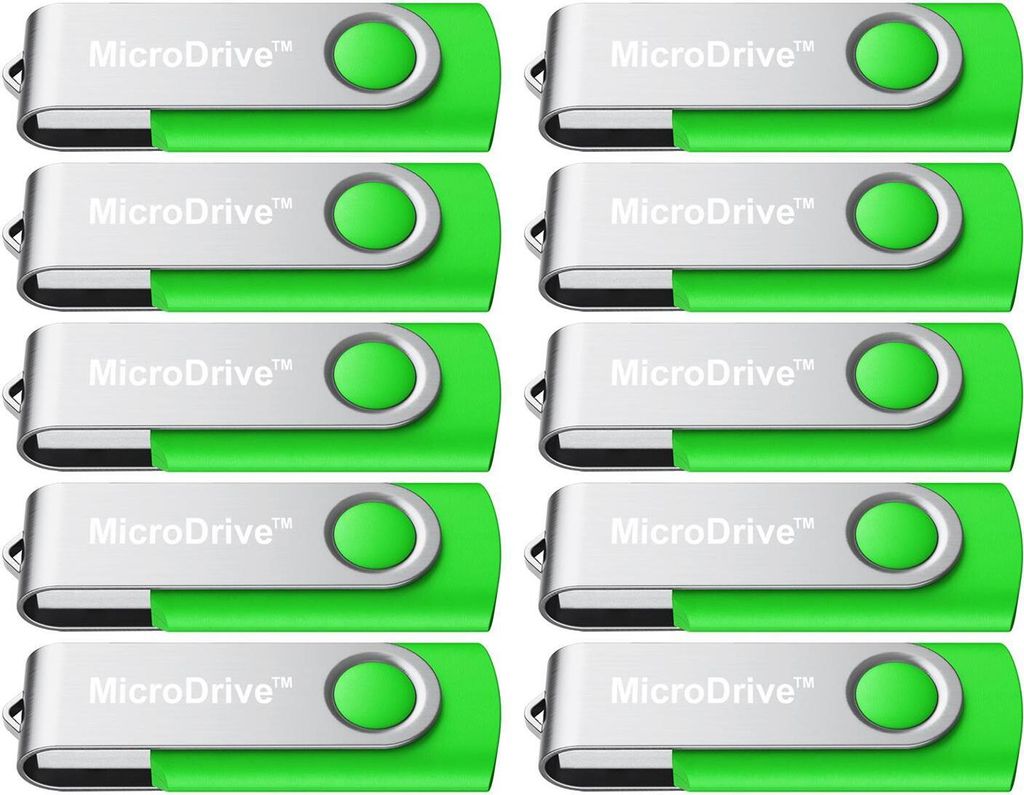 10x 2GB USB 2.0 Stick Flash USB Drive Swivel USB Flashdrive Speicherstick Memorystick Farbe:Grün