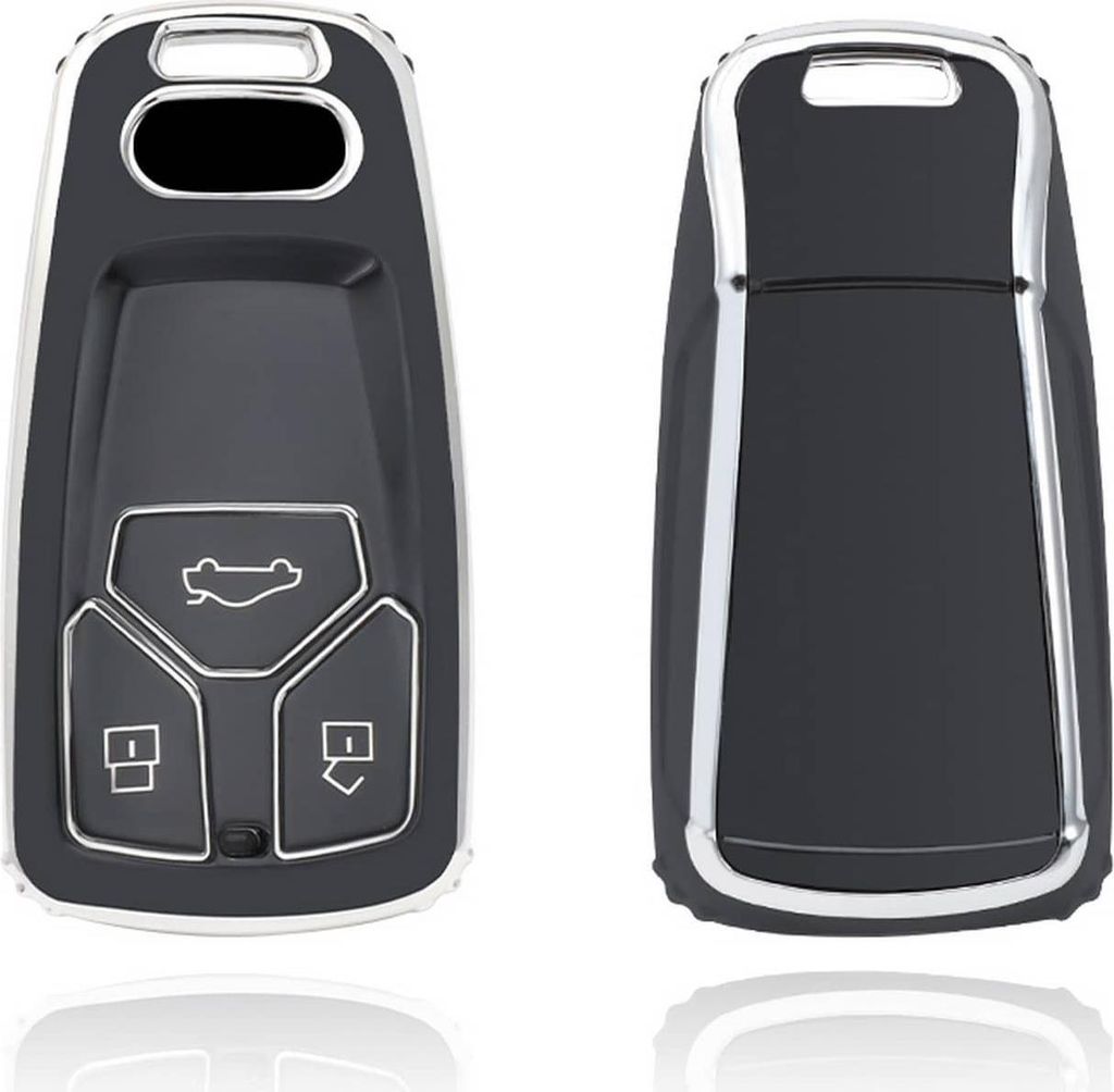 Dutch Shield - TPU Autoschlüssel Hülle für das Audi Schlüssel - Schutzhülle Schlüsselhülle Cover B3 Schwarz, Chrom