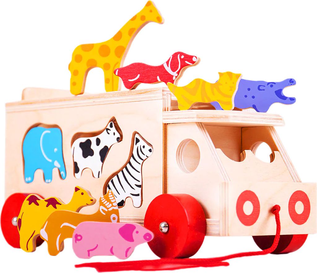 Bigjigs Toys Dřevěné auto se zvířátky Obrázek produktu 