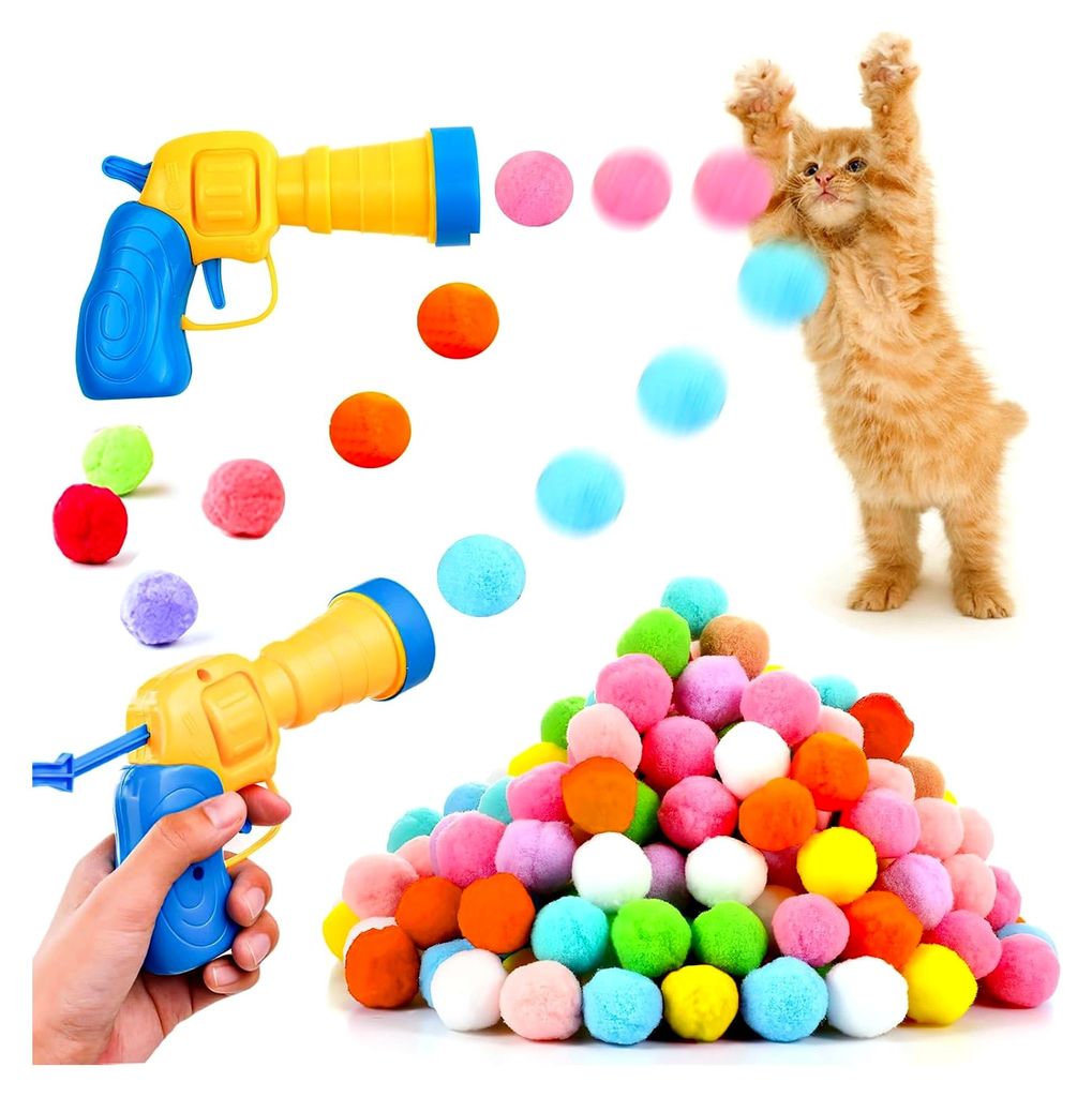 Katzenspielzeug Set mit 100 Bällen und Katzenballwerfer