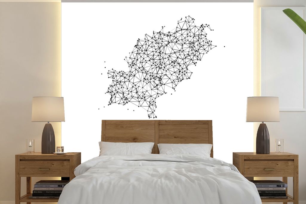 MuchoWow Fototapete für Wohnzimmer oder Schlafzimmer Wandtapete Vinyl Motivtapete Eine Illustration der Karte von Ibiza - 350x350 cm - Schlafzim...