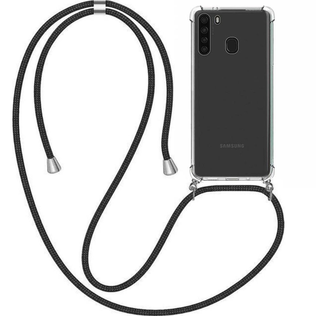 Handyhülle passend für Samsung Galaxy A21s mit Handykette und Stoßfänger - TPU Backcover stoßfest mit Band - Smartphonica