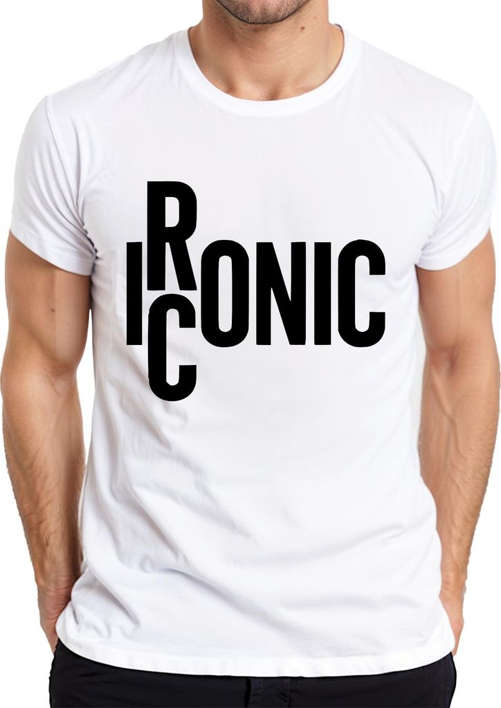 Iconic Schriftzug Statement Urban Minimalistisch Retro Vintage Herren T-Shirt, Weiß, S