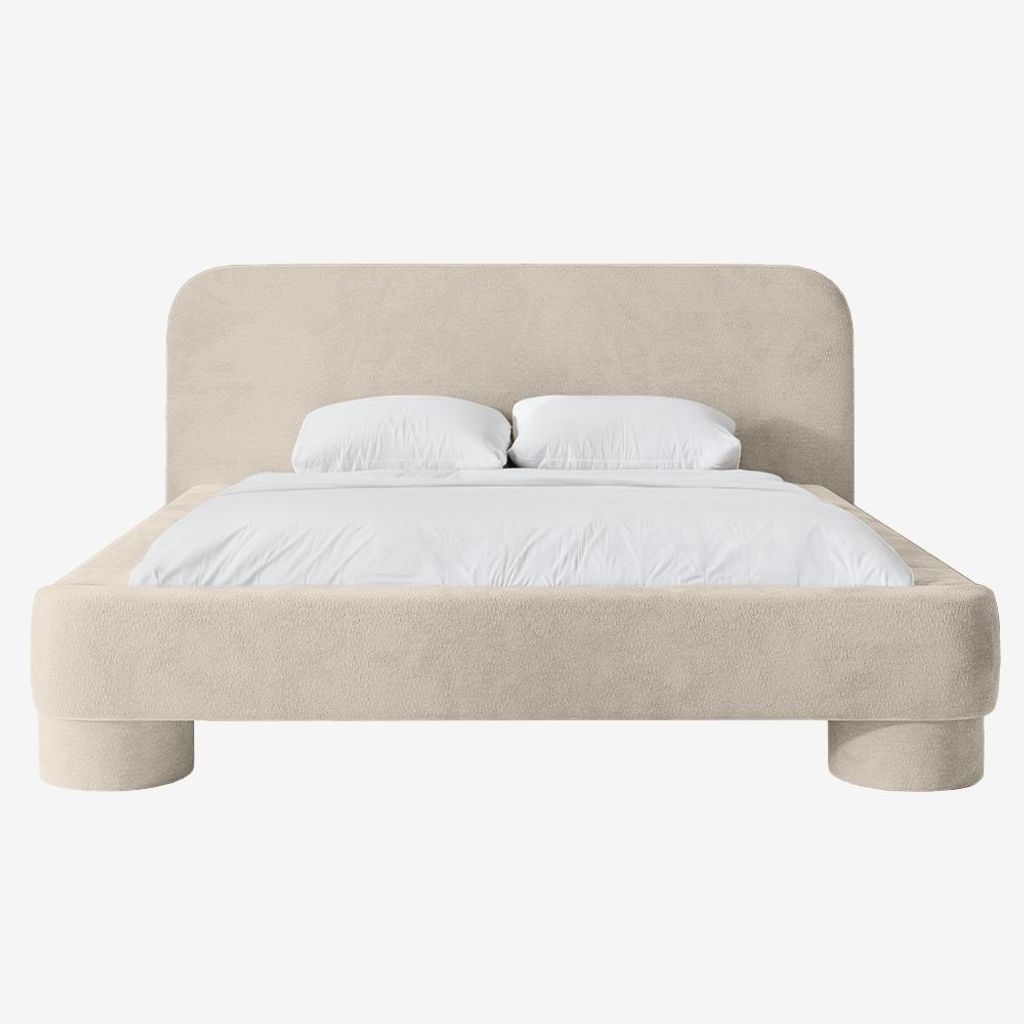MNUUO Polsterbett COLEA mit Bettkasten Beige 160 x 200 cm Hebbarer Metall-Lattenrost
