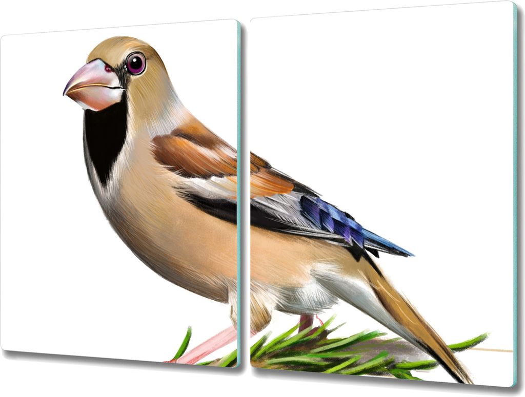 Coloray Herdabdeckplatte 2x40x52 cm Schneidebrett Kochplattenabdeckung Küchenbrett Hackbrett - Tier Vogel
