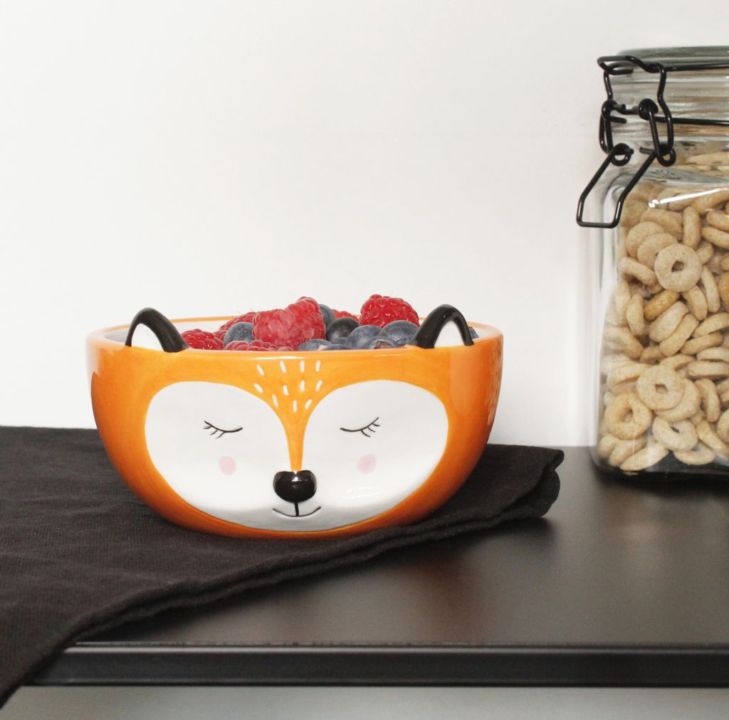 Winkee - Fuchs Müslischale | Süße kleine Schüssel aus Keramik mit Fuchs-Öhrchen | Steingut Schale in süßem Fuchs Look