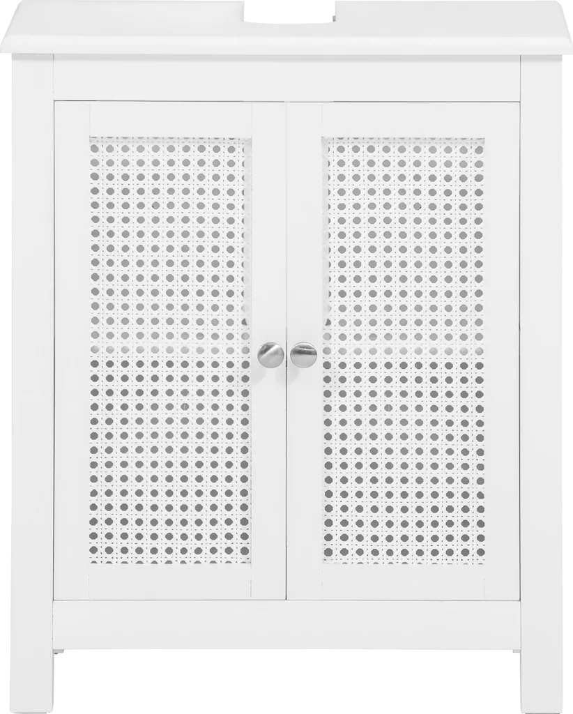 SoBuy BZR35-W Mobiletto Sottolavabo Bianco con Ante a Griglia 50x60x33 cm