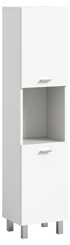 Badezimmer Midischrank mit 30 cm Breite in weiß, 2 Türen & 1 offenes Fach, stehend oder wandhängend - BAJO-158