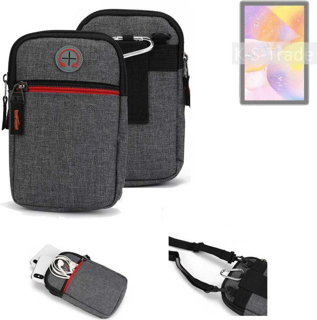 K-S-Trade Holster Gürteltasche kompatibel mit Doogee T10 Handy Tasche Schutz Hülle grau Zusatzfächer 1x