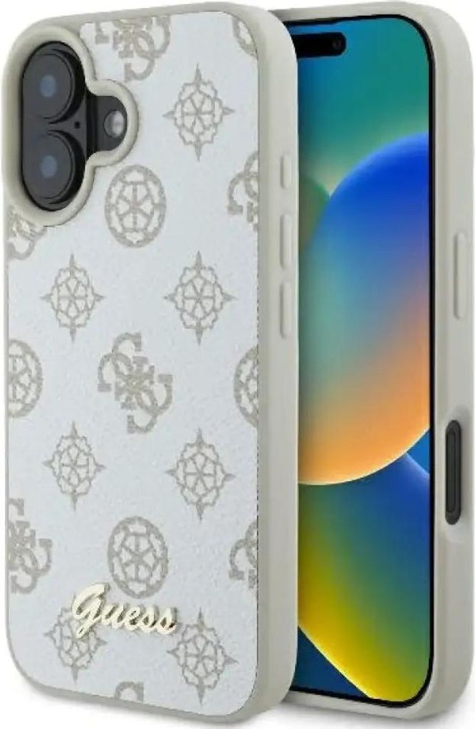 Guess GUHMP16SPGPYSH iPhone 16 6.1" weiß hardcase Peony Script Logo MagSafe Schutzhülle
