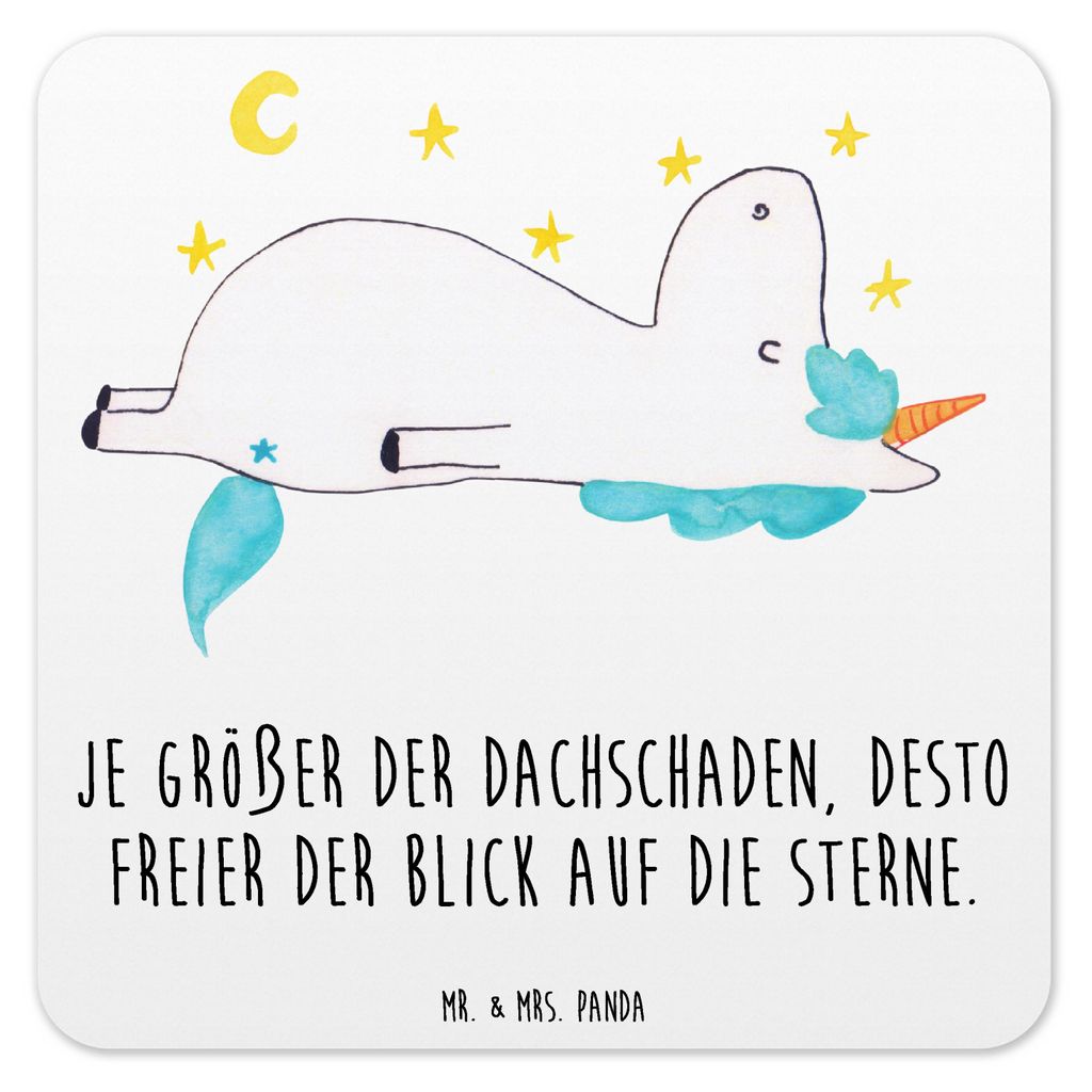 Mr. & Mrs. Panda Untersetzer für Gläser Einhorn Sternenhimmel 15er Set - Weiß - Geschenk, Einhörner, Flaschenuntersetzer, Tassenuntersetzer, Un...