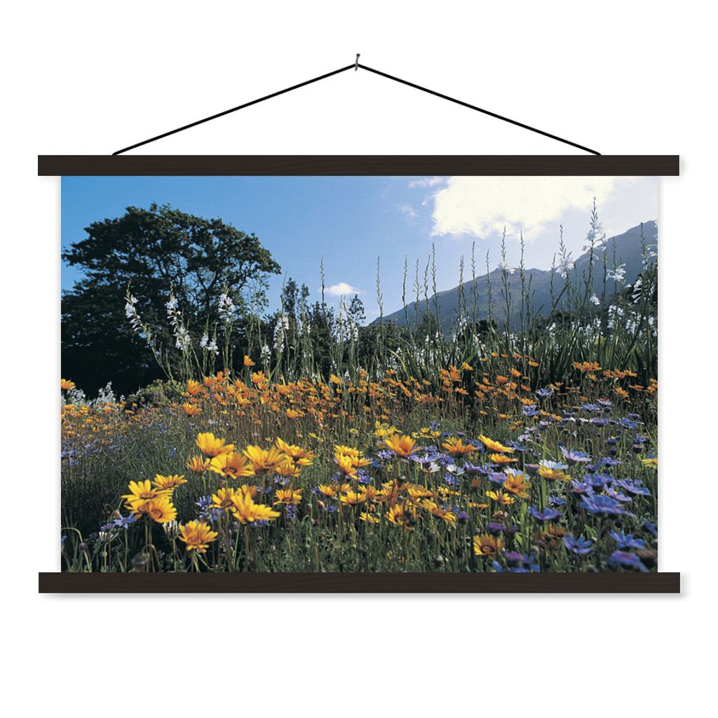 MuchoWow Textilposter Blumen - Natur - Farbe 150x100 cm mit schwarzem Rahmen - Schlafzimmer