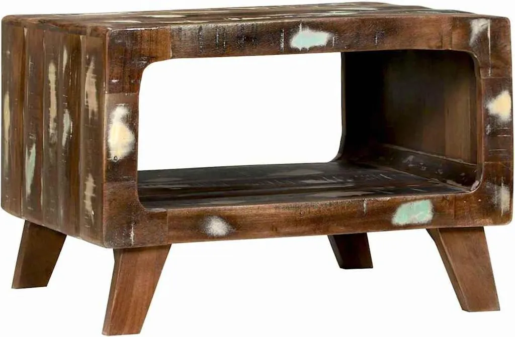 vidaXL Tavolino multicolore 50 x 50 x 35 cm Legno massiccio di recupero