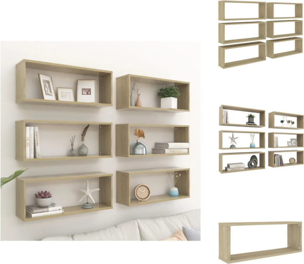 Arredamento Parete: Set 6 Mensole Cubo Sonoma 60cm - vidaXL Design