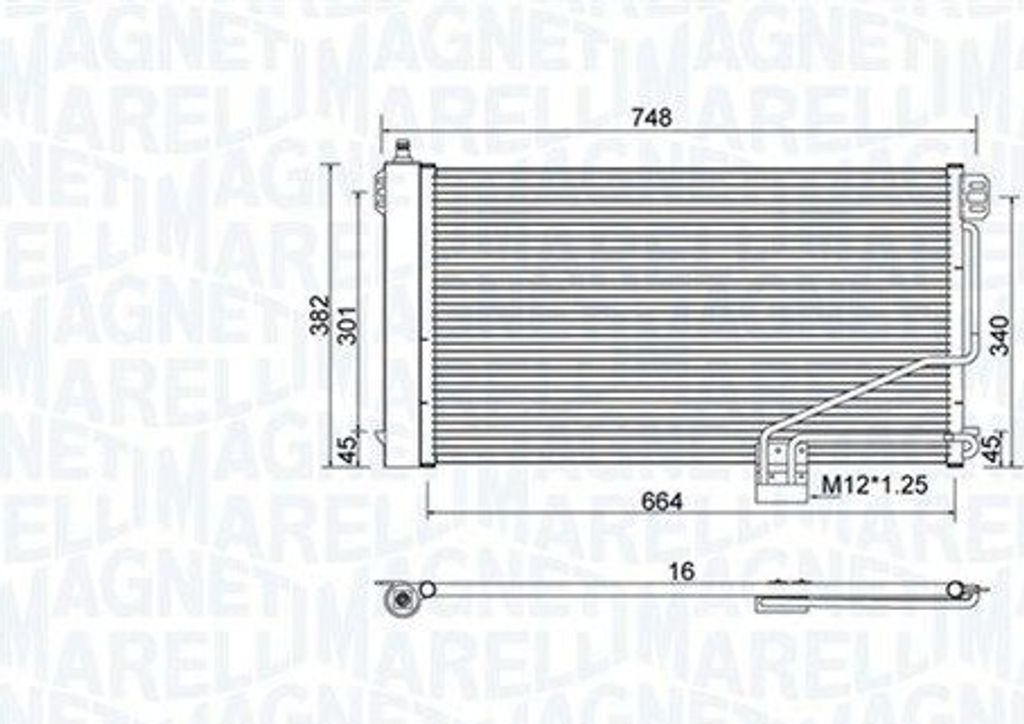 MAGNETI MARELLI 350203738000 - OE A2035000054 Klimakondensator mit Trockner für SLK (R171), CLK (A209), CLK (C209), C-Klasse (S203), C-Klasse (CL2...