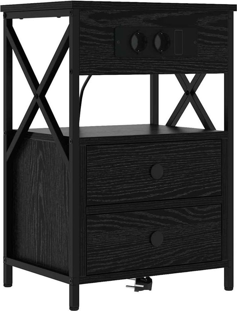 Nachttisch Schwarz Eichen-Optik 40 x 31 x 60 cm Holzwerkstoff